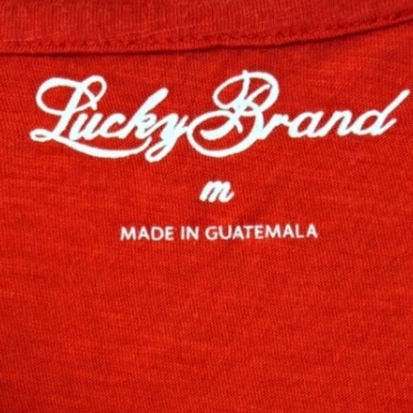 Lucky Brand Top Womens Size M Red Floral Dotted Print 3/4 Sleeve Scoop Neck - Picture 2 of 2